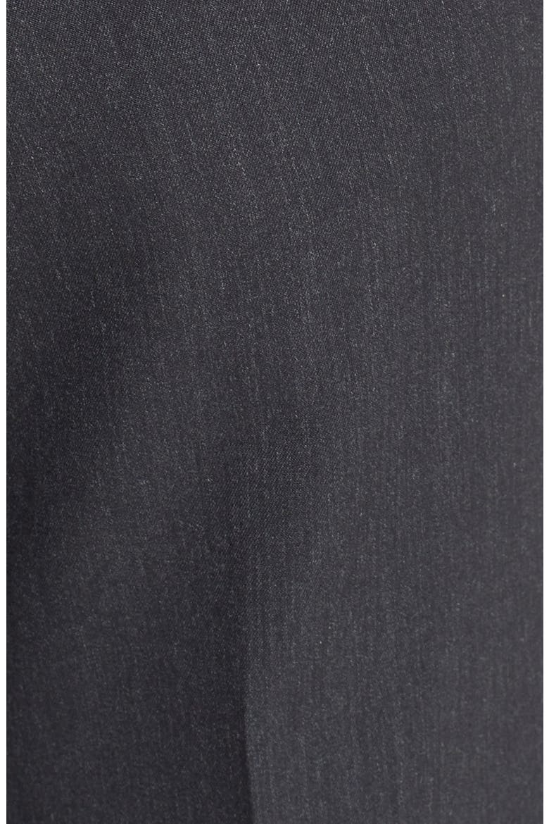 Self Sizer Waist Flat Front Classic Fit Wool Gabardine Trousers, Alternate, color, CHARCOAL