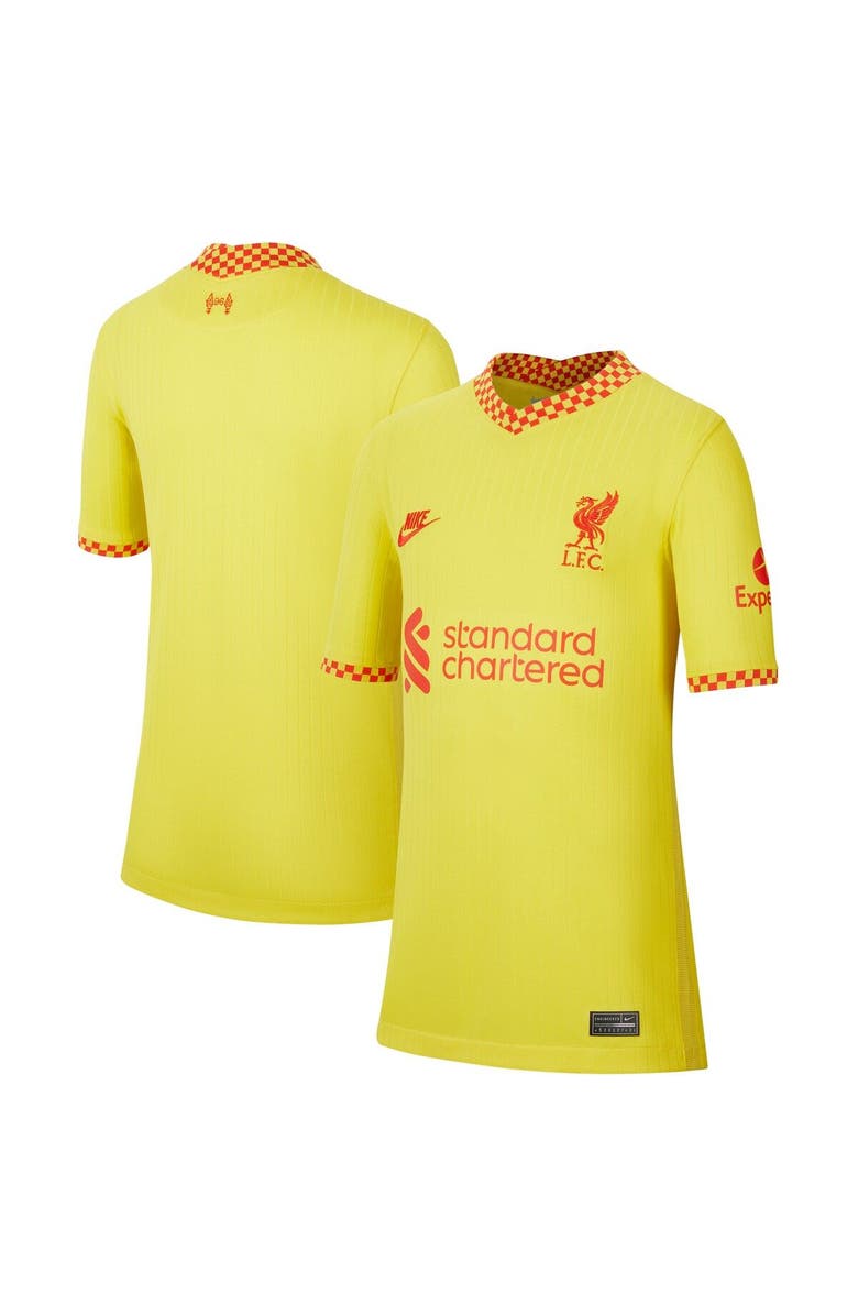 Nike Youth Nike Yellow Liverpool 2021/22 Third Breathe Stadium Jersey, Main, color, 