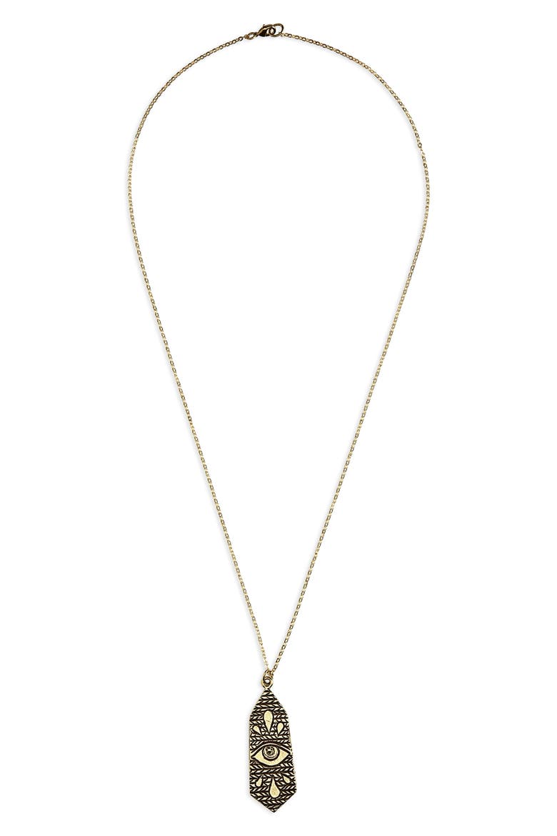 All Seeing Eye Pendant Necklace, Main, color, BRASS