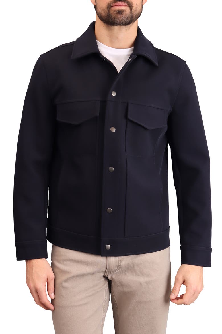 Double Face Performance Twill Trucker Jacket, Alternate, color, NAVY