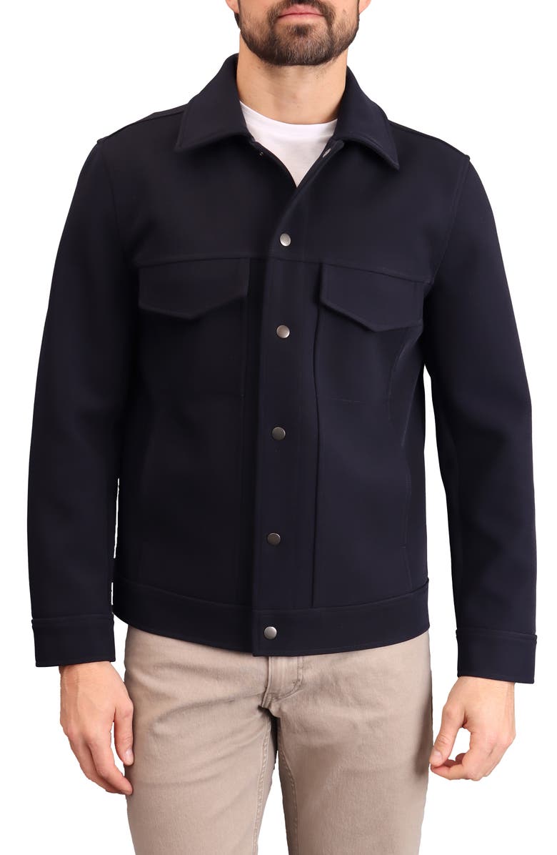 Bagatelle Double Face Performance Twill Trucker Jacket, Alternate, color, Navy