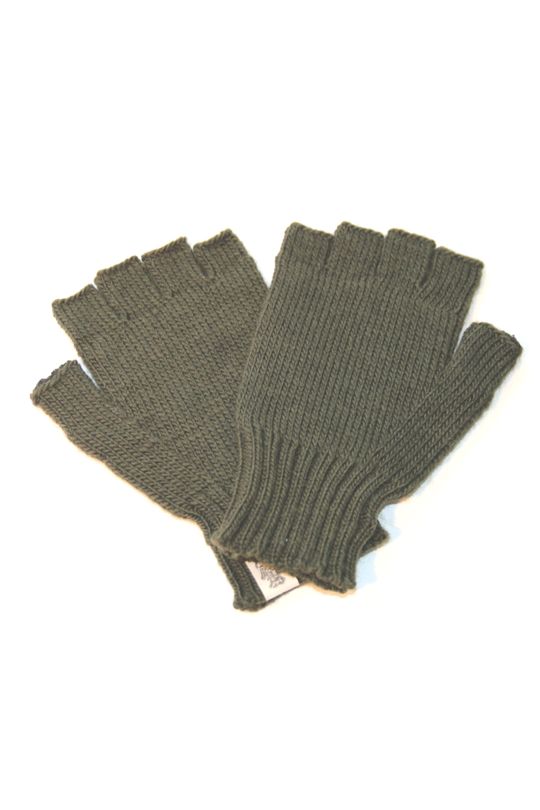 Striped and Solid Fingerless Gloves, Main, color, Olive