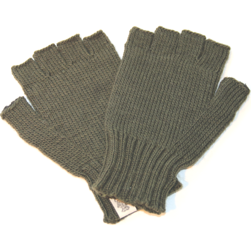 Nirvana Designs Striped And Solid Fingerless Gloves In Olive