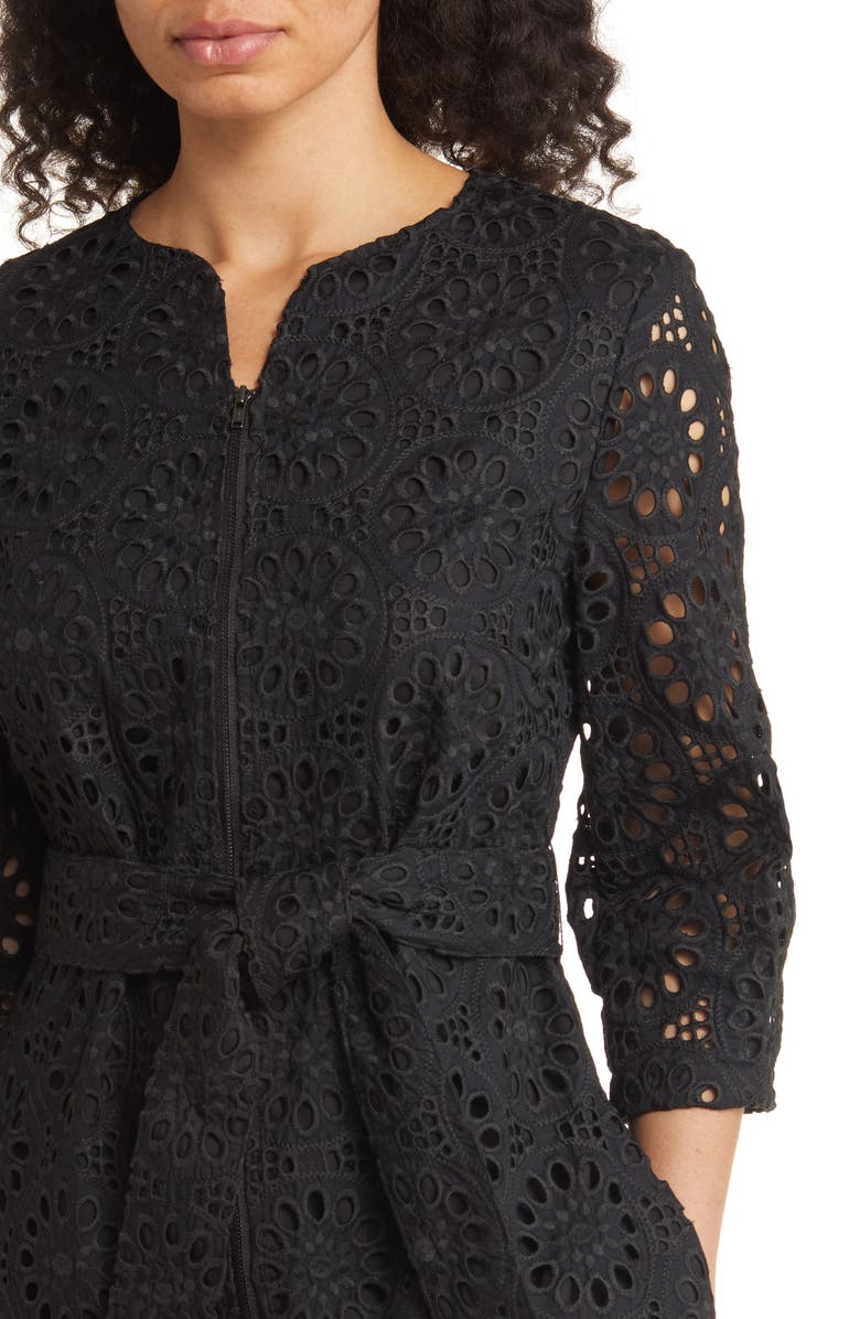 Misook Eyelet Tie Waist A-Line Maxi Dress, Alternate, color, 