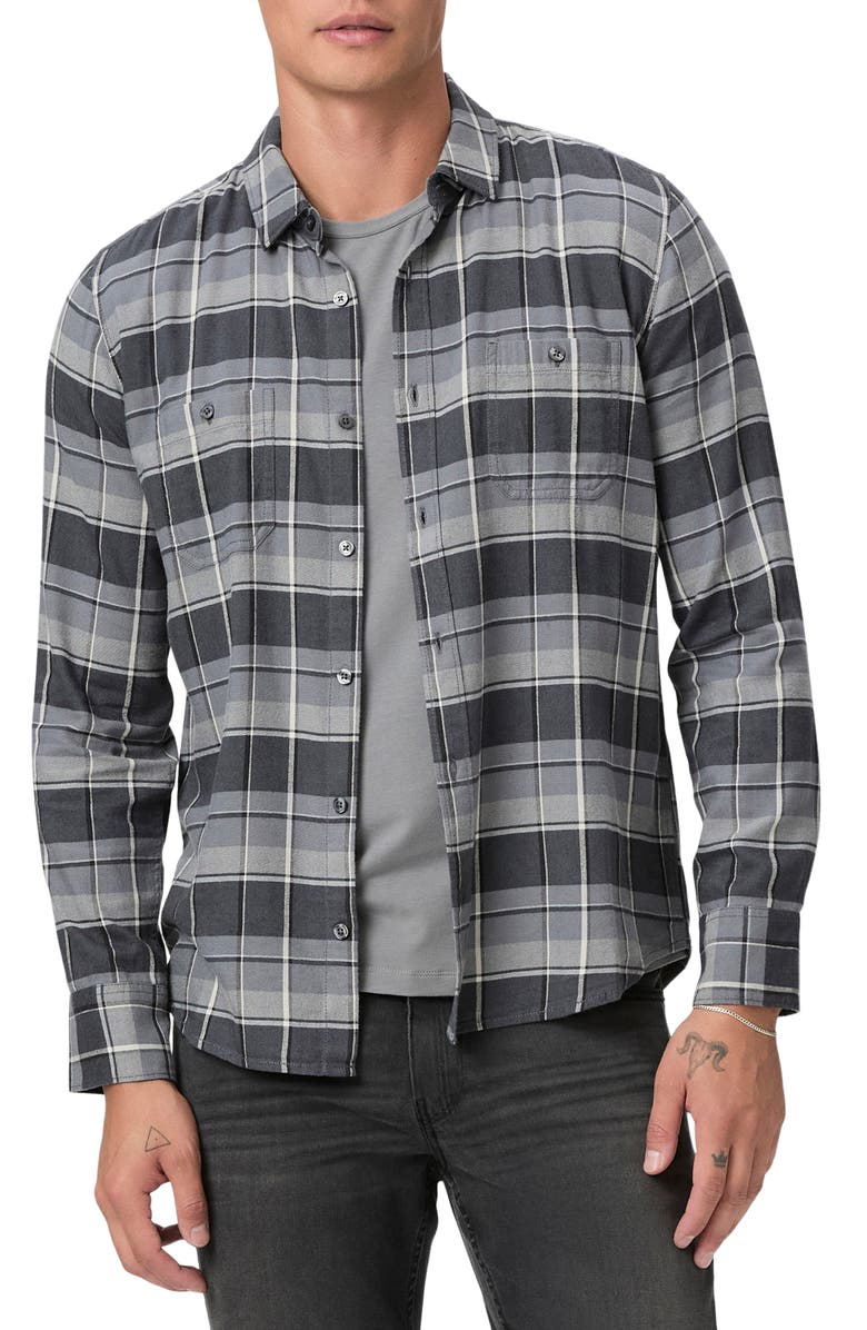 PAIGE Everett Plaid Flannel Button-Up Shirt, Main, color,
