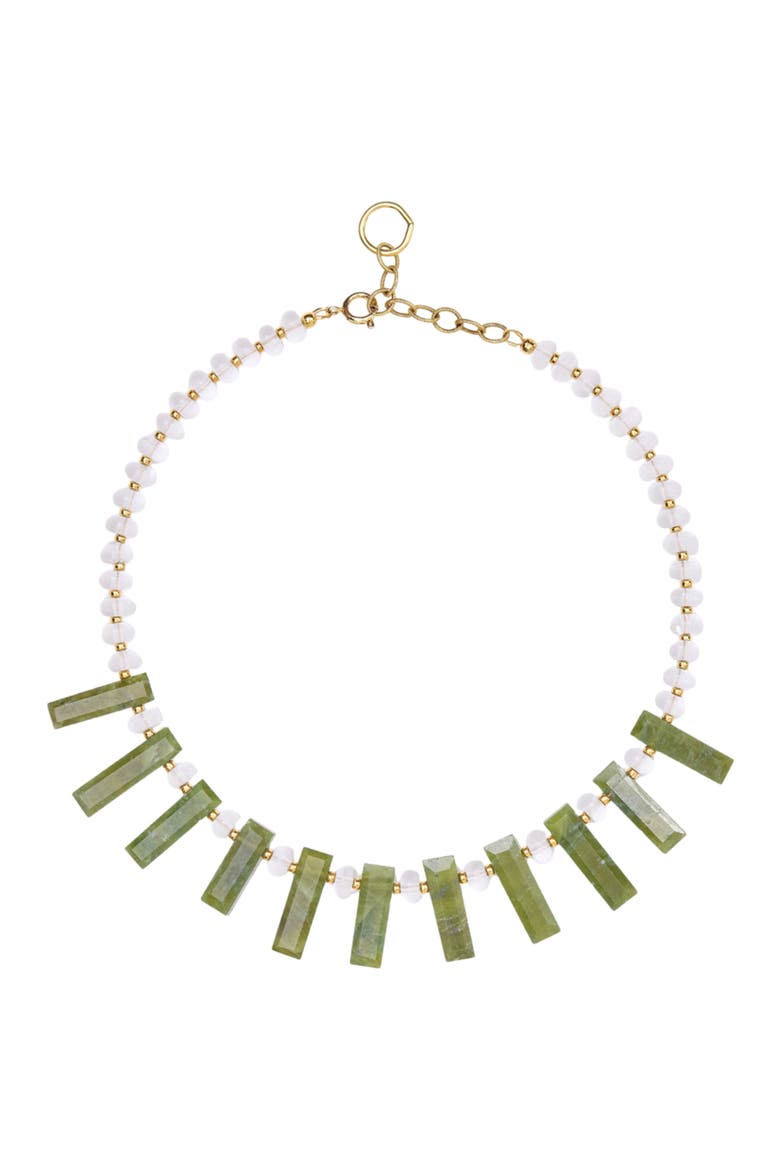 Queen Green Quartz Aventurine Gold Plated Necklace, Main, color, Green