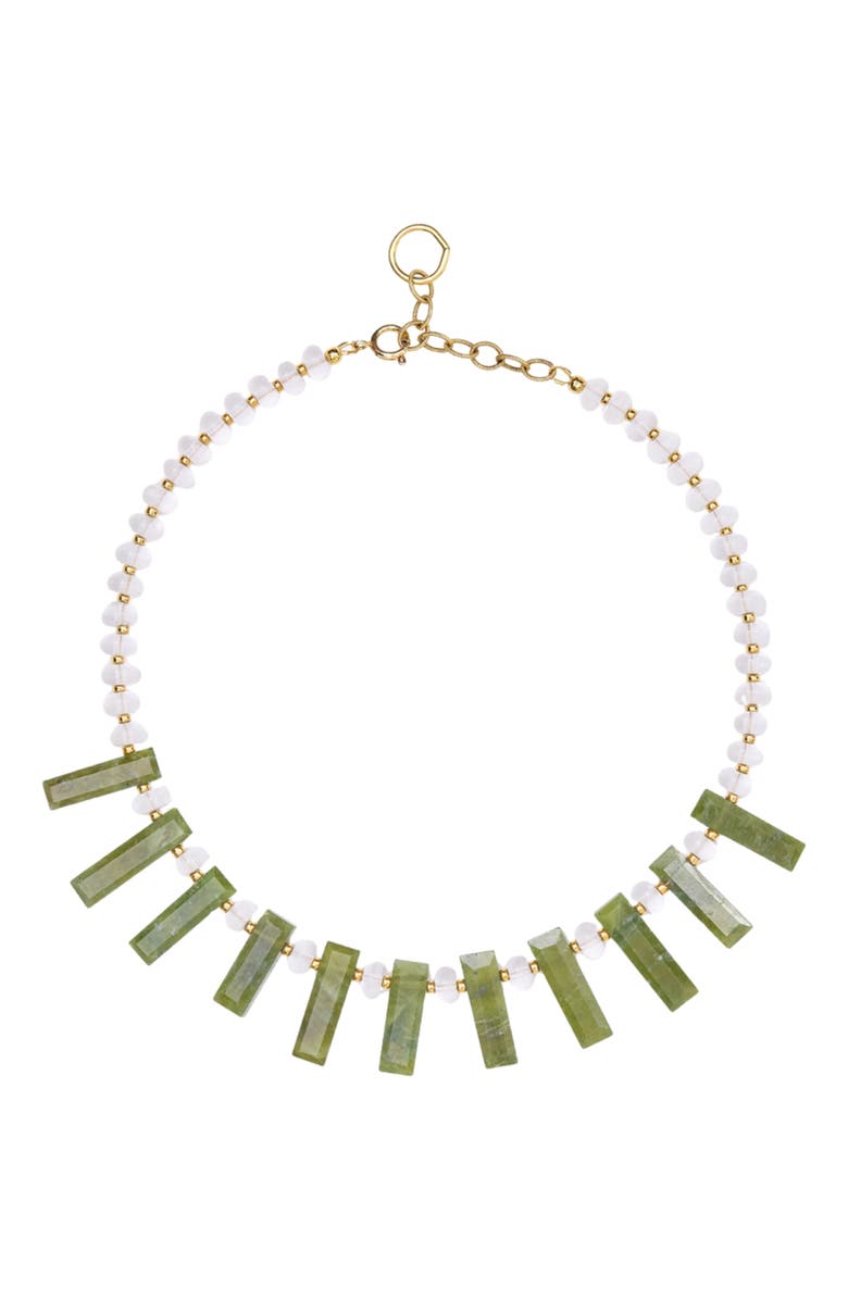 SHOP SPICY DAN Queen Green Quartz Aventurine Gold Plated Necklace, Main, color, Green