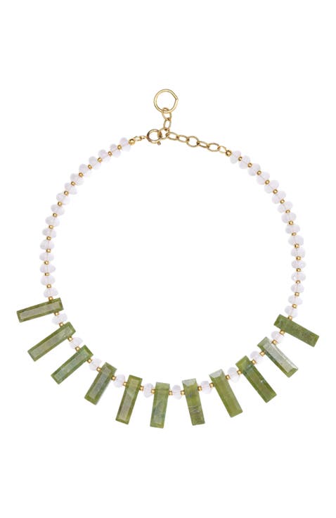 Queen Green Quartz Aventurine Gold Plated Necklace