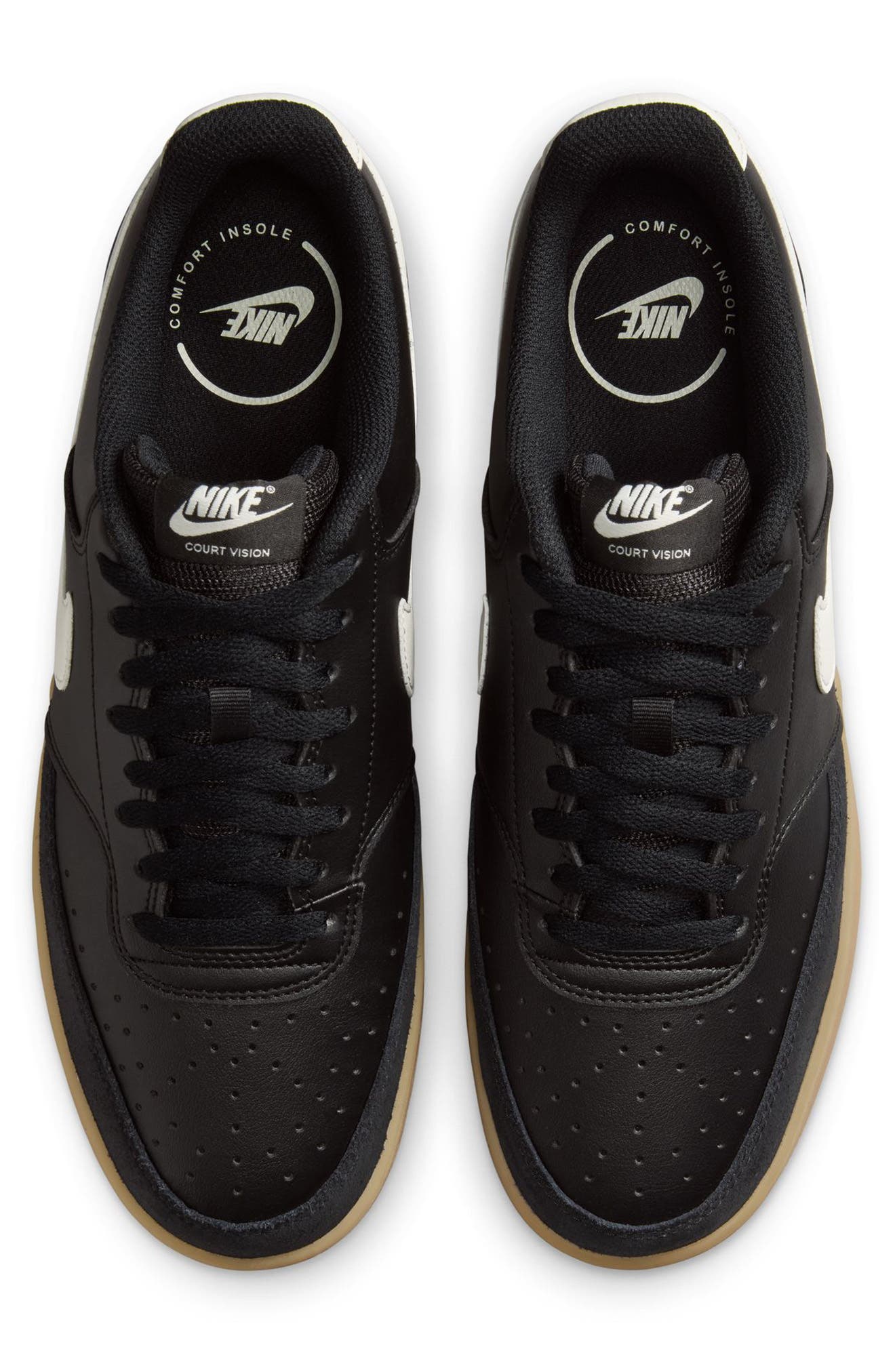 Nike Court Vision Low Sneaker, Alternate, color, Black/ Gum Light Brown