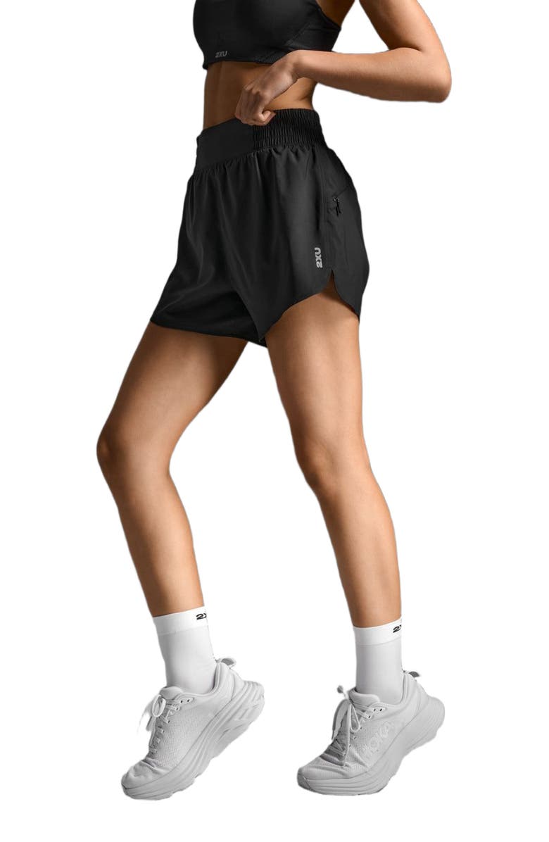 2XU Aero Hi-Rise 4 Inch Shorts, Alternate, color, Black/Silver Reflective