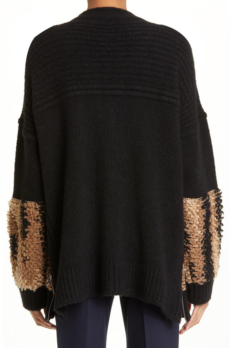 Fur Free Bouclé Panel Wool Blend Cardigan, Alternate, color, BLACK MULTICOLOR