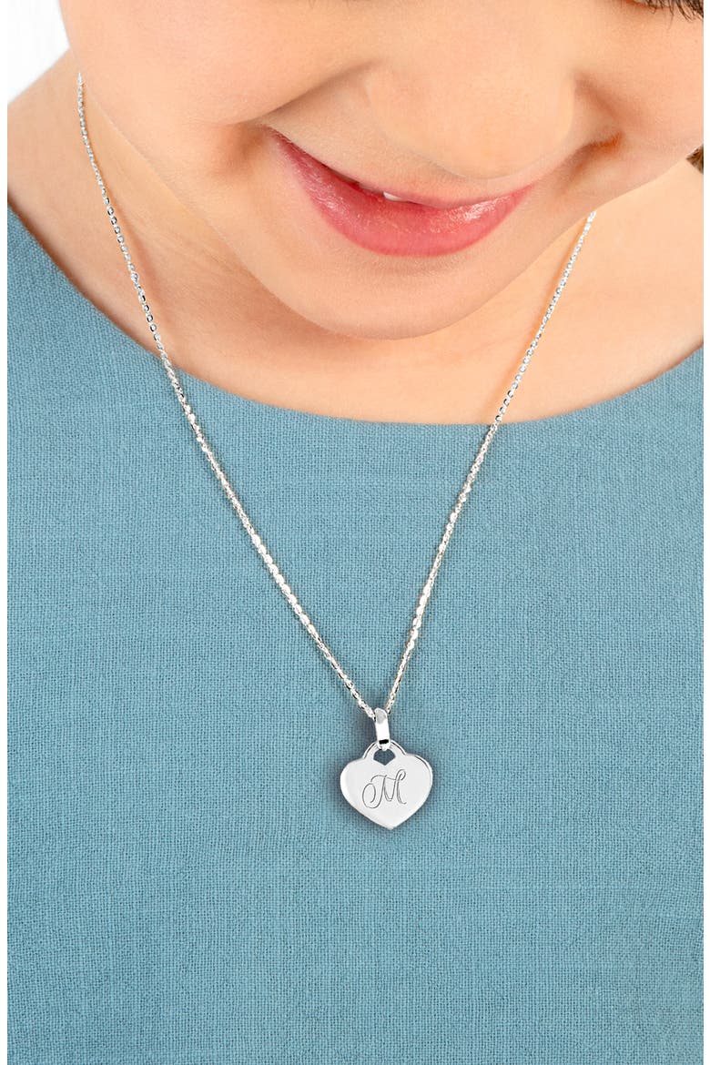 Sterling Silver Baby Heart & Engraved Initial 12-14" Necklace, Alternate, color, Silver - M