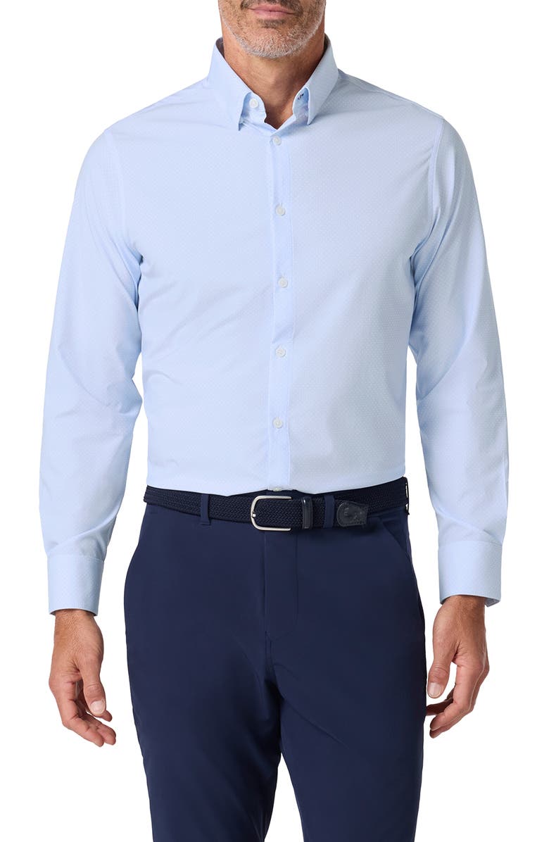 Mizzen+Main Leeward Trim Fit Geometric Pattern Button-Up Shirt, Main, color, Cloud Blue Plus Print