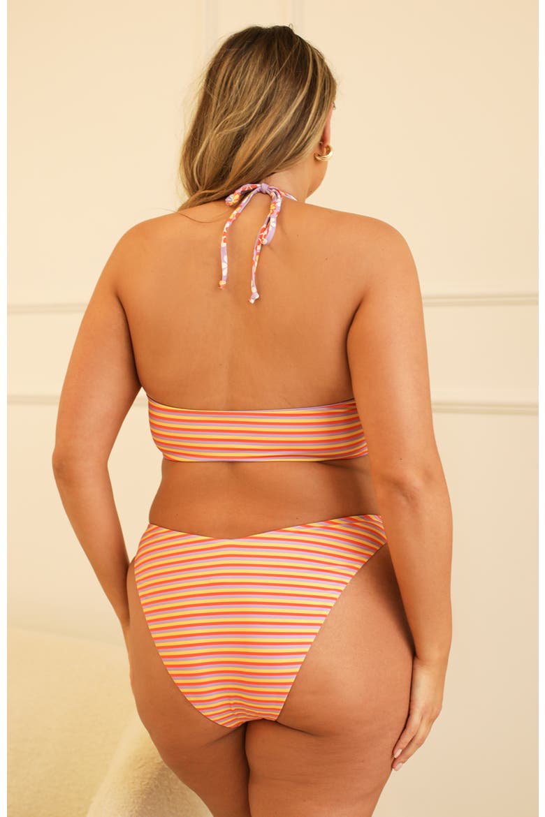 Amalfi String Tie Bandeau Bikini Top, Alternate, color, Strawberry Lemonade/Razzle