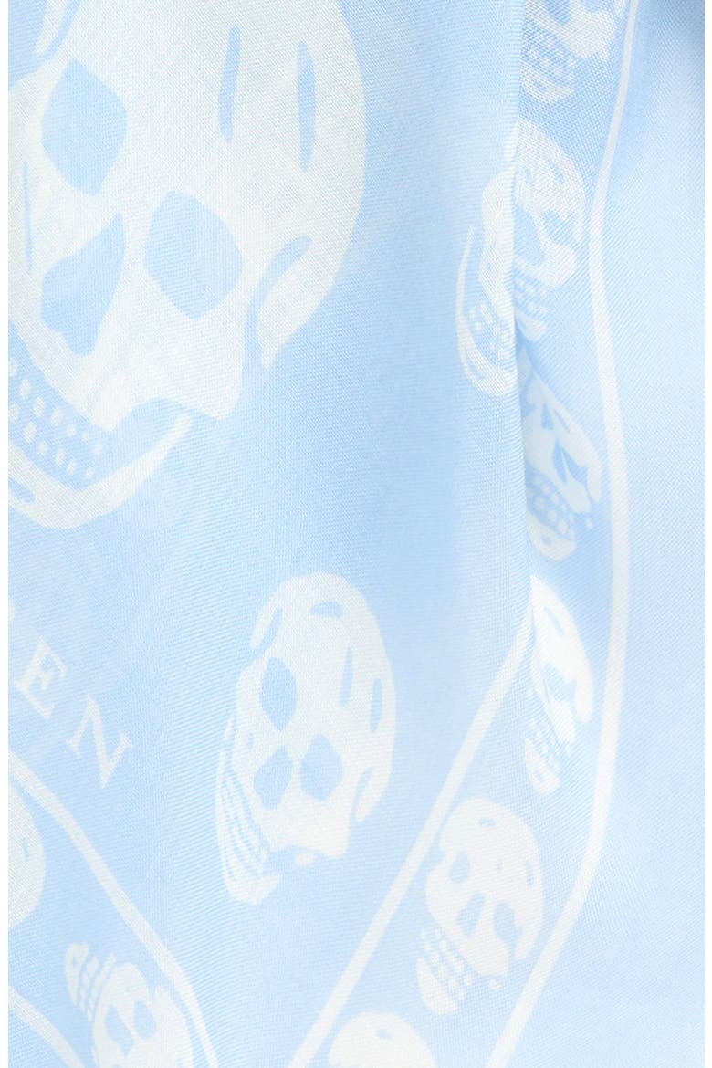 Skull Print Silk Scarf, Alternate, color, ICE BLUE/ WHITE