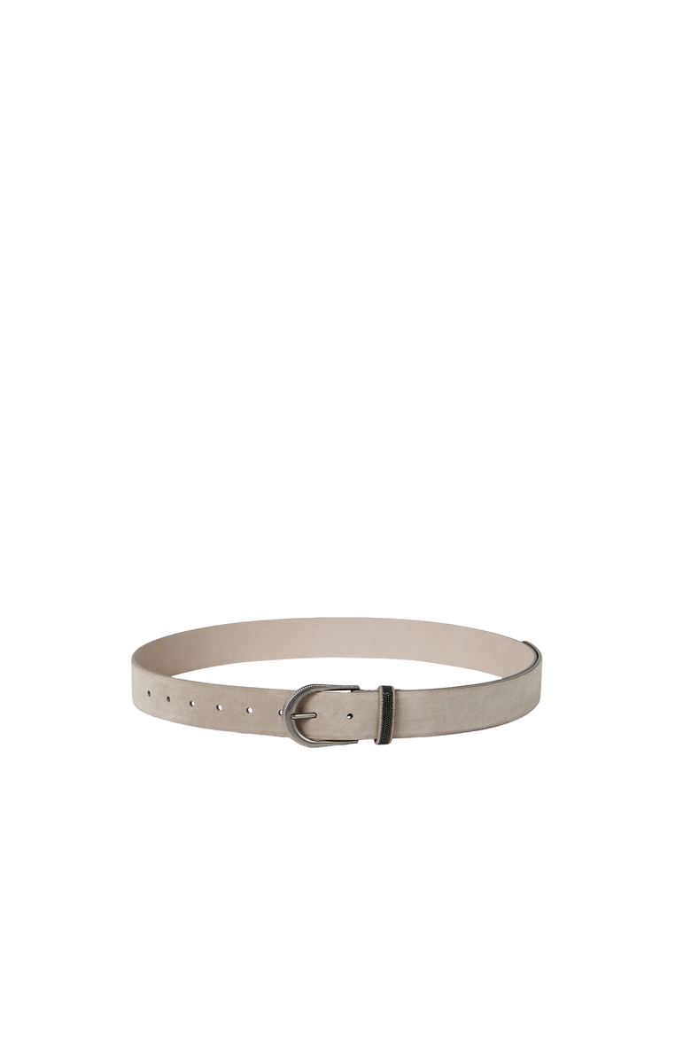 Suede belt with monili, Alternate, color, Light Grey