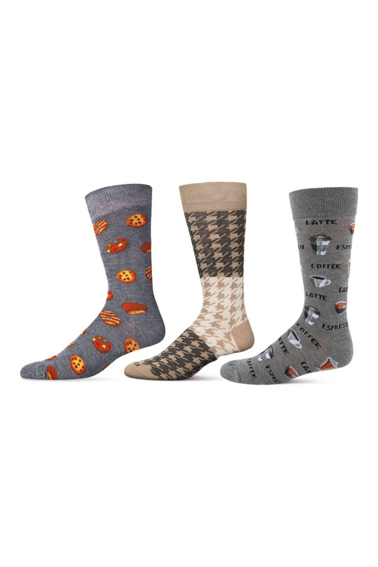 Festivities Assorted 3-Pack Novelty Crew Socks, Alternate, color, GRAY