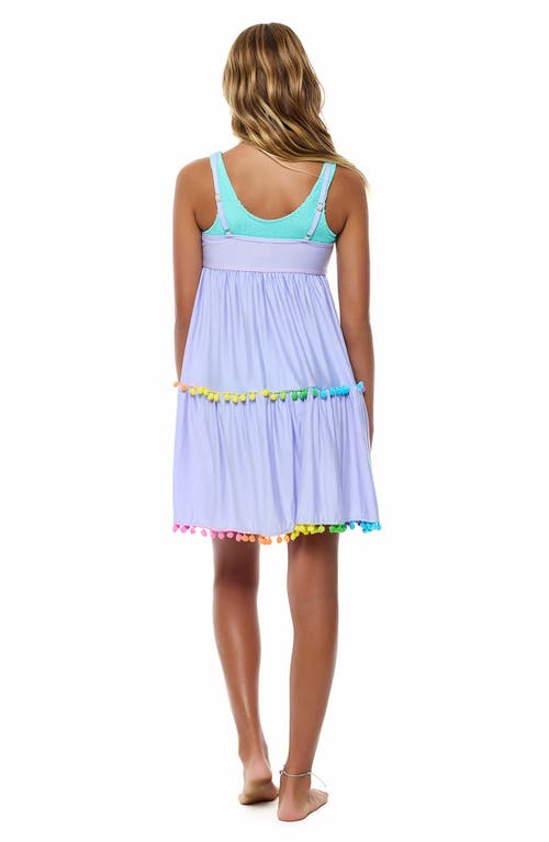 Shop Beach Lingo Kids' Pom Trim Tiered Cover-up Sundress