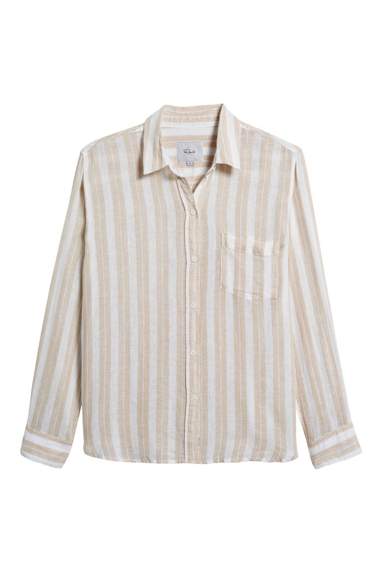 Charli Linen Blend Button-Up Shirt, Alternate, color, SHORE STRIPE