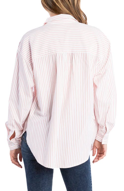 Billy T Stripe Linen Blend Button-up Shirt In Red Stripes