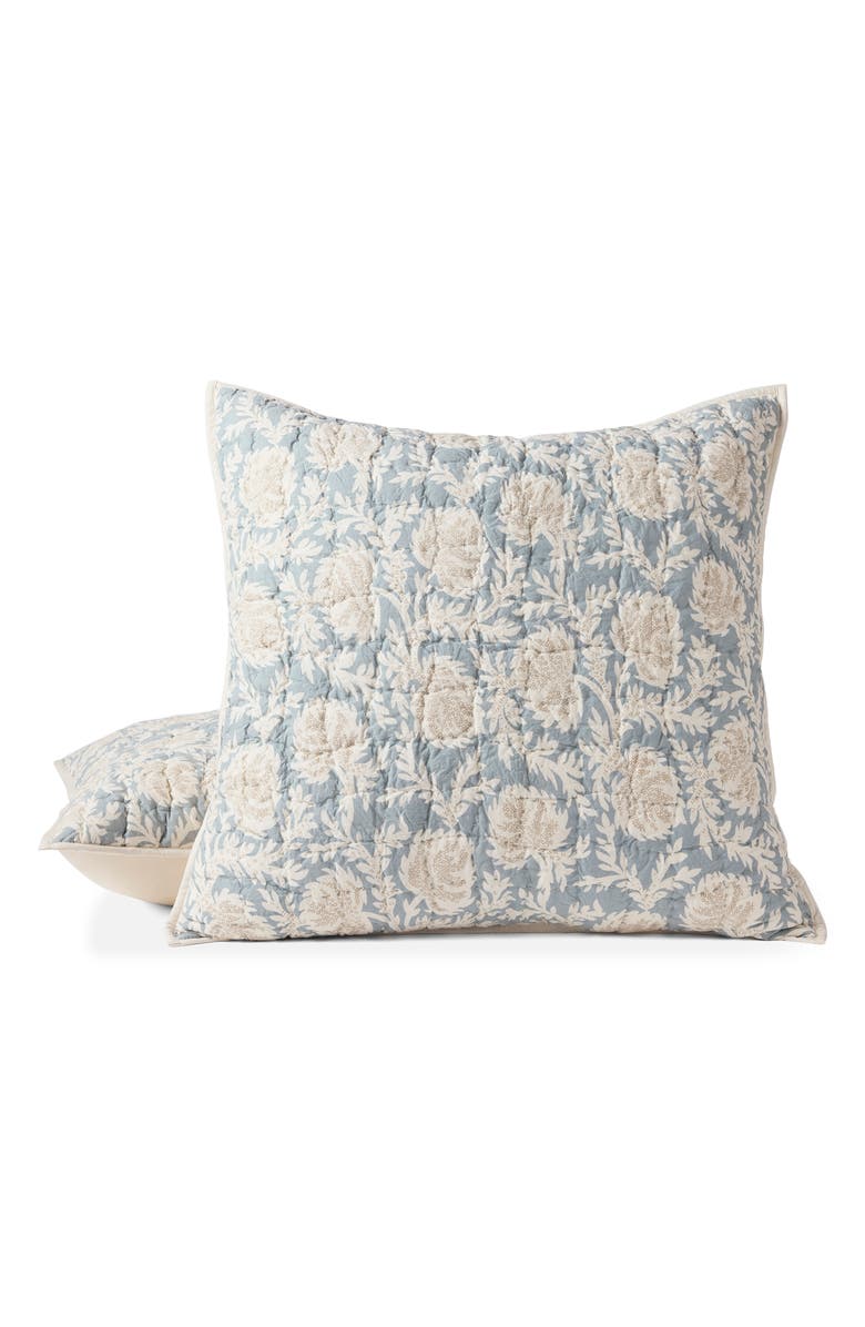 Coyuchi Robles Hand-Stitched Organic Cotton Pillow Sham, Main, color, Tidal/ Khaki