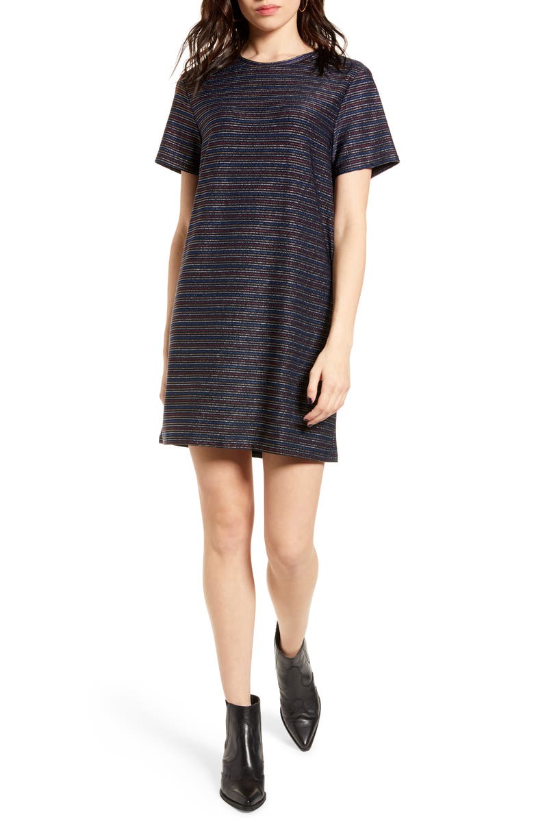 MINKPINK Dream a Dream Metallic T-Shirt Dress, Main, color, 