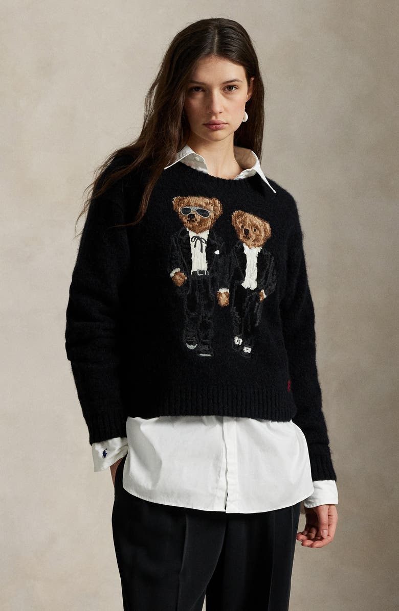 Polo Ralph Lauren Ralph & Ricky Tuxedo Bear Wool & Alpaca Blend Sweater, Alternate, color, Polo Black Multi