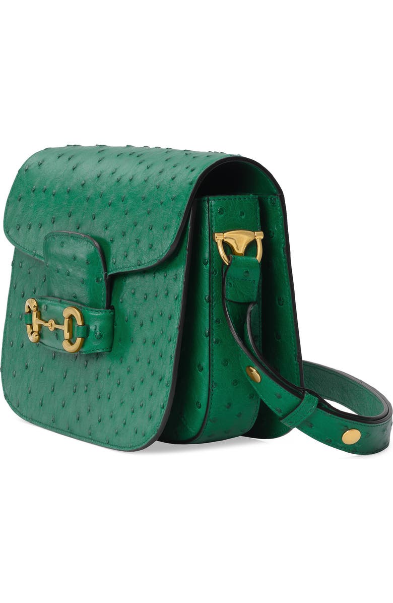 Gucci 1955 Horsebit Ostrich Shoulder Bag, Alternate, color,