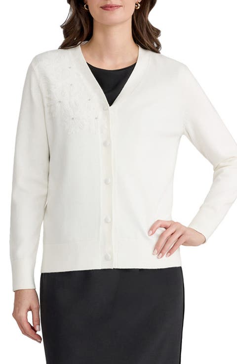 Sequin Floral Appliqué Cardigan