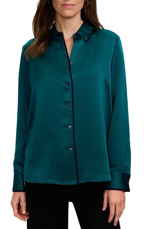 Bianca Button-Up Shirt with Piping