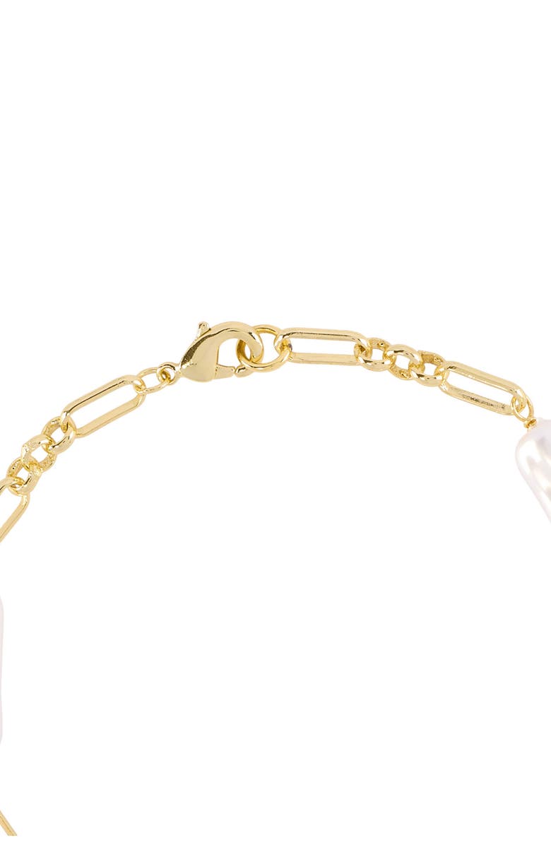 ATHRA LUXE Faux Pearl Paper Clip Chain Bracelet, Alternate, color, Gold