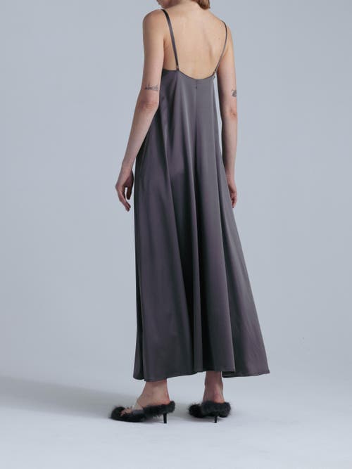 Alas Aphrodite Sleeveless Silk Maxi Dress In Gray