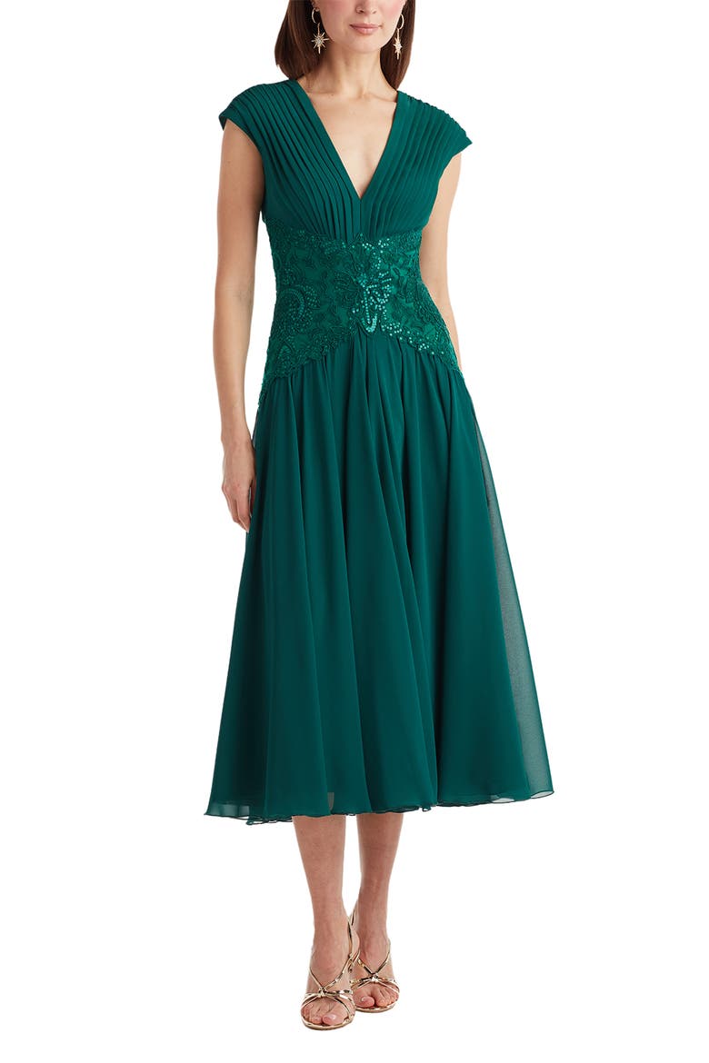 Sequin Pleated Chiffon Midi Dress, Main, color, ELM