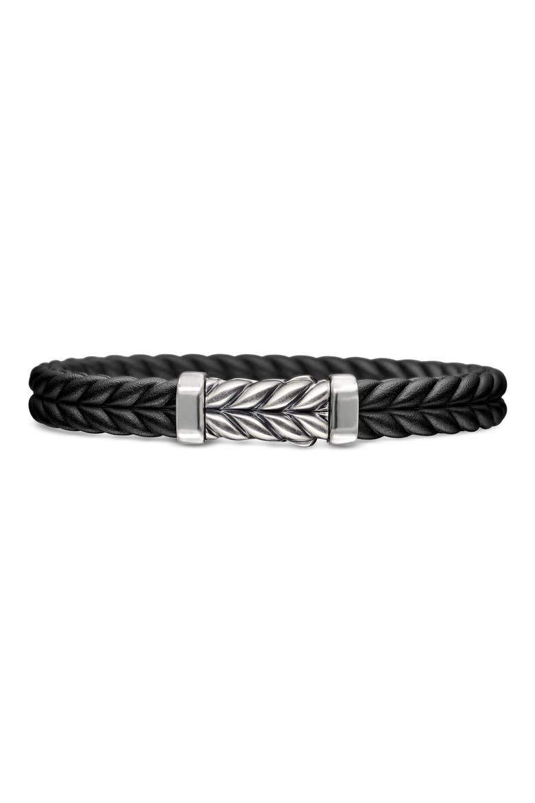 Chevron Rubber Link Bracelet, Main, color, BLACK