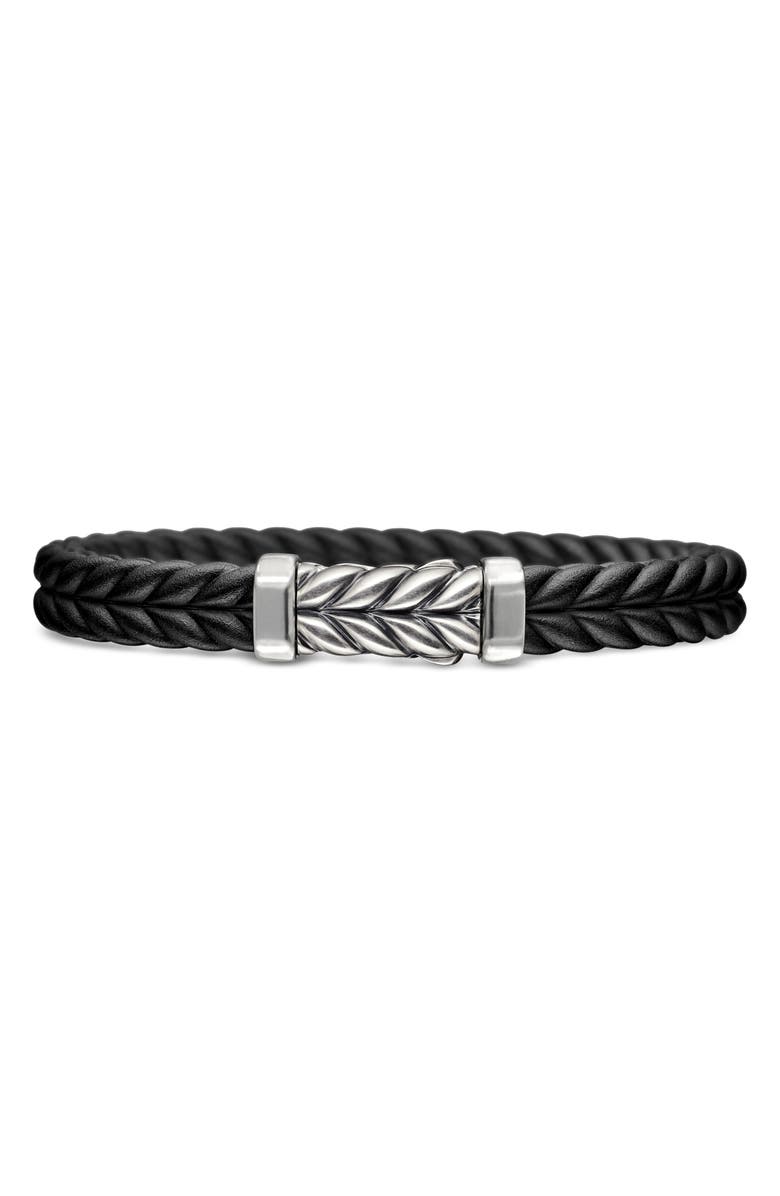 David Yurman Men's Chevron Black Rubber Link Bracelet, Main, color, Black