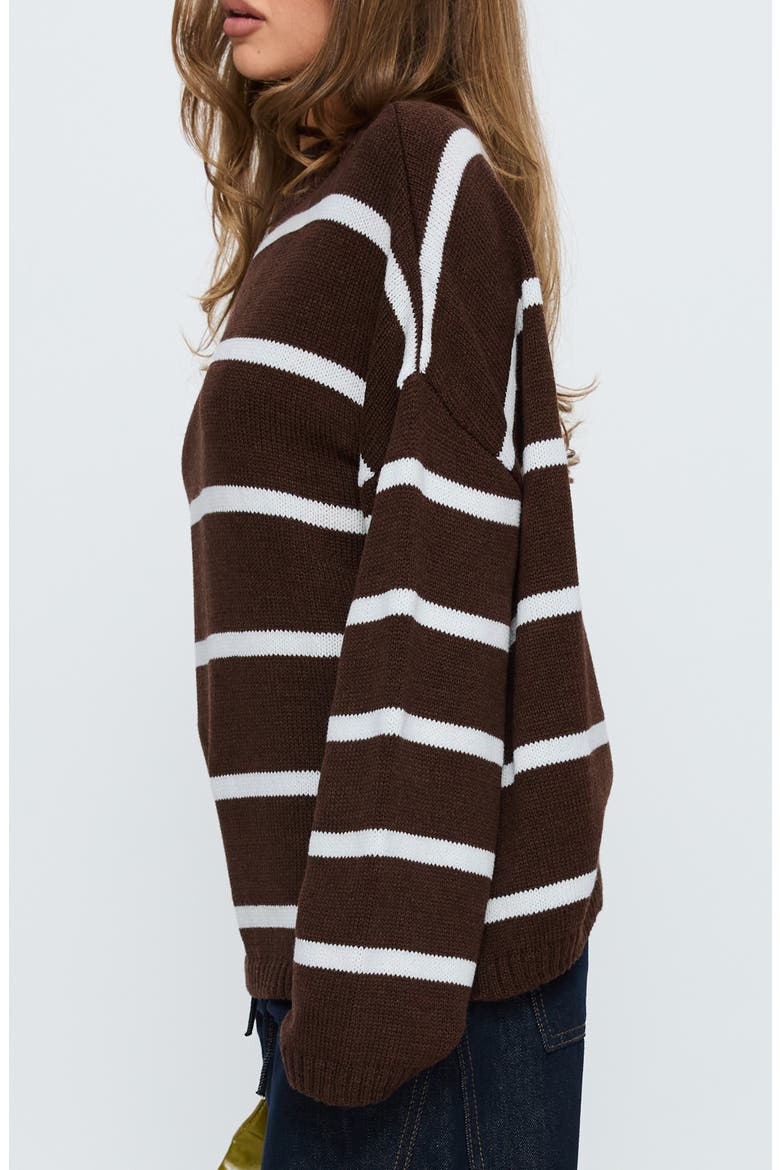 Alara Stripe Mock Neck Sweater, Alternate, color, BROWN STRIPE