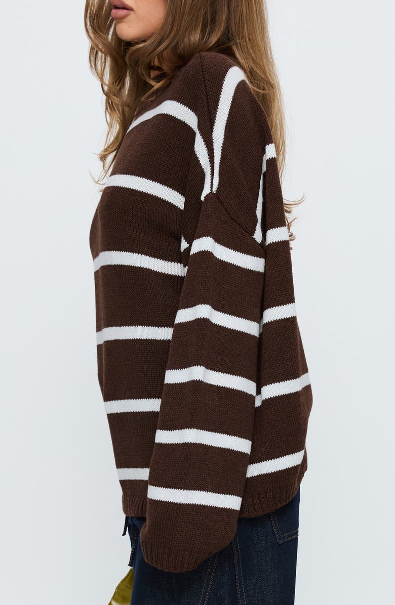 Princess Polly Alara Stripe Mock Neck Sweater, Alternate, color, Brown Stripe