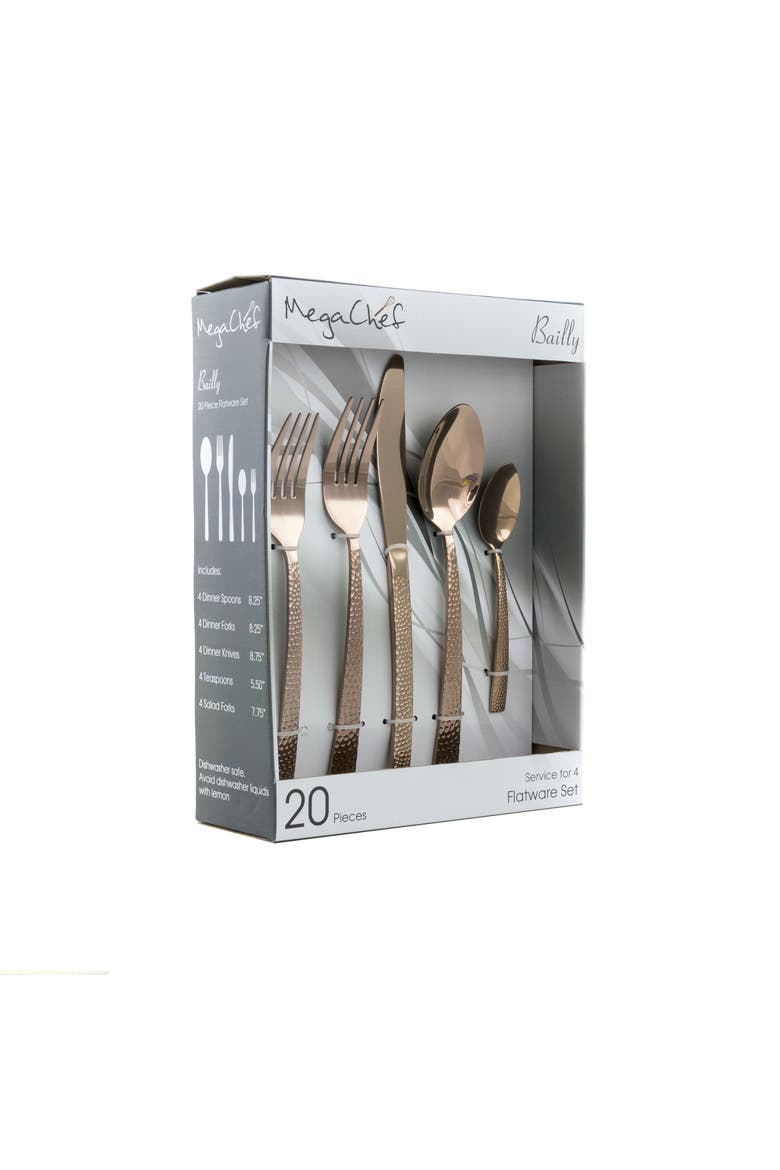 Baily 20 Piece Flatware Utensil Set, Main, color, Rose Gold