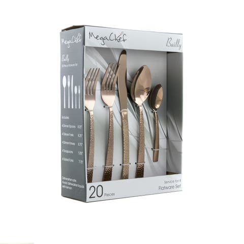 Baily 20 Piece Flatware Utensil Set, Stainless Steel Silverware Metal Service for 4