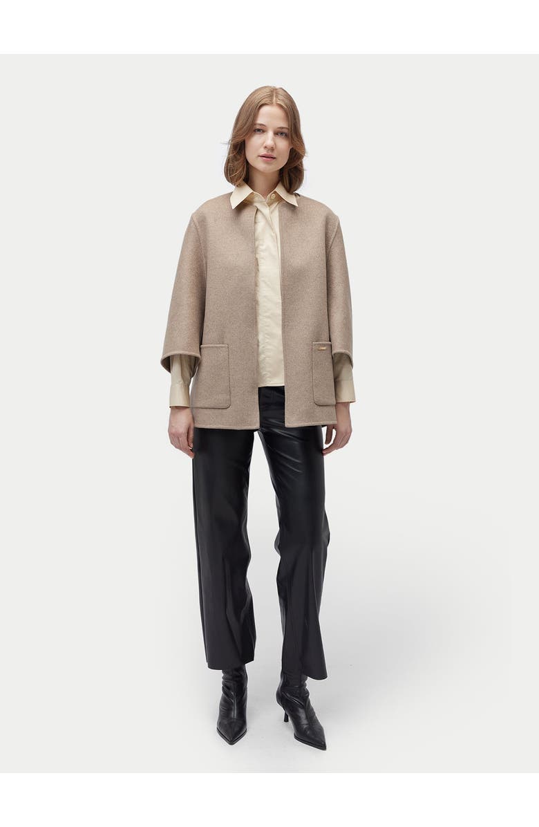 Gobi Cashmere Patch Pocket Cashmere Poncho Jacket, Alternate, color, Taupe