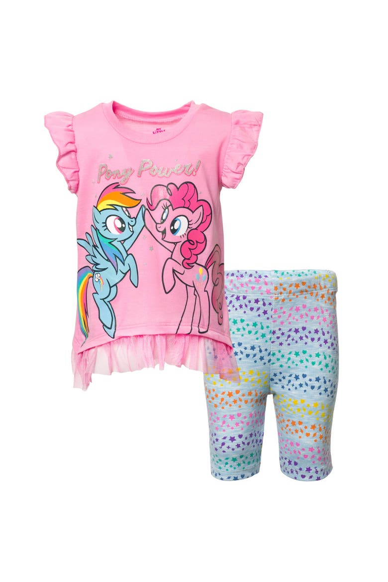 T-Shirt & Bike Shorts Set, Main, color, Pink