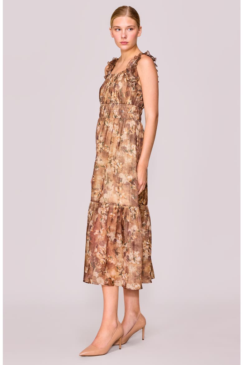 Floral Ruffle Tiered Midi Dress, Alternate, color, BEIGE FLORAL