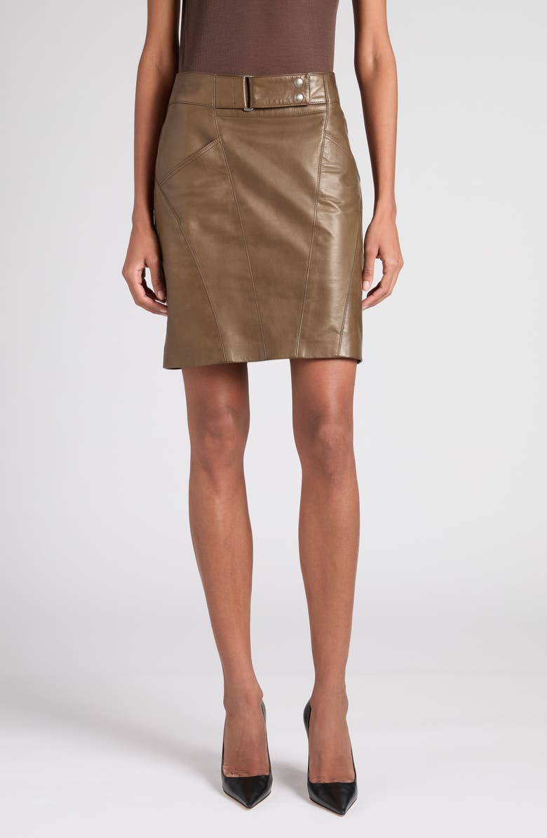 TOM FORD Paneled Napa Leather Pencil Skirt, Main, color, Fg815 Military Green