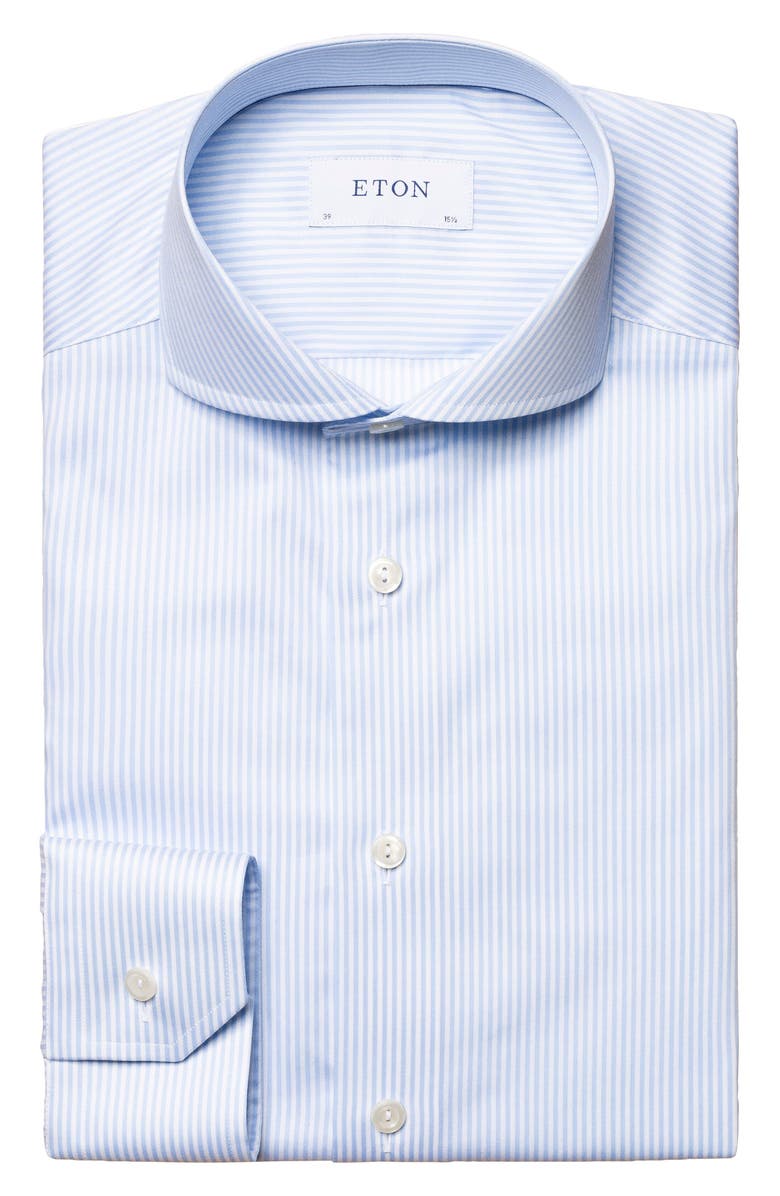 Eton Contemporary Fit Striped Cotton Twill Dress Shirt, Alternate, color, 
