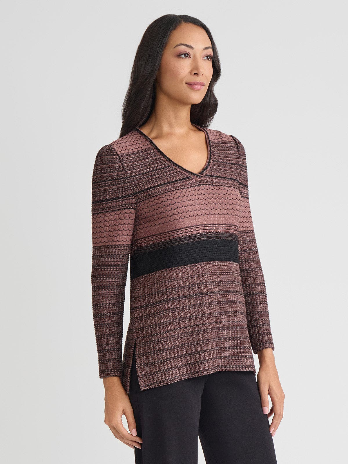 Multi-Stitch Jacquard Knit Tunic - image 2