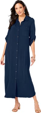 Roaman's Collared Button Front Dress