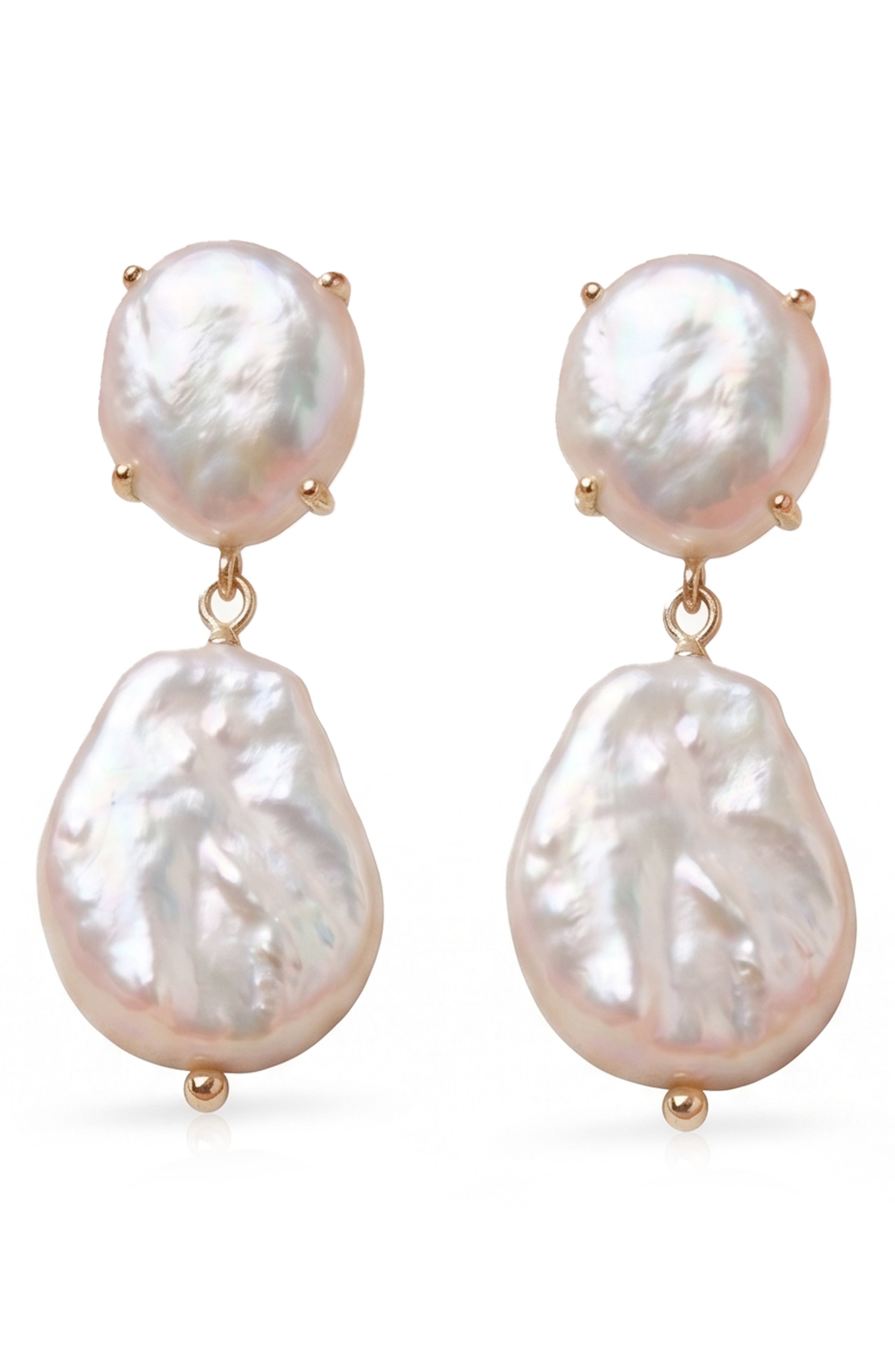 Double Freshwater Pearl Dangle Earrings