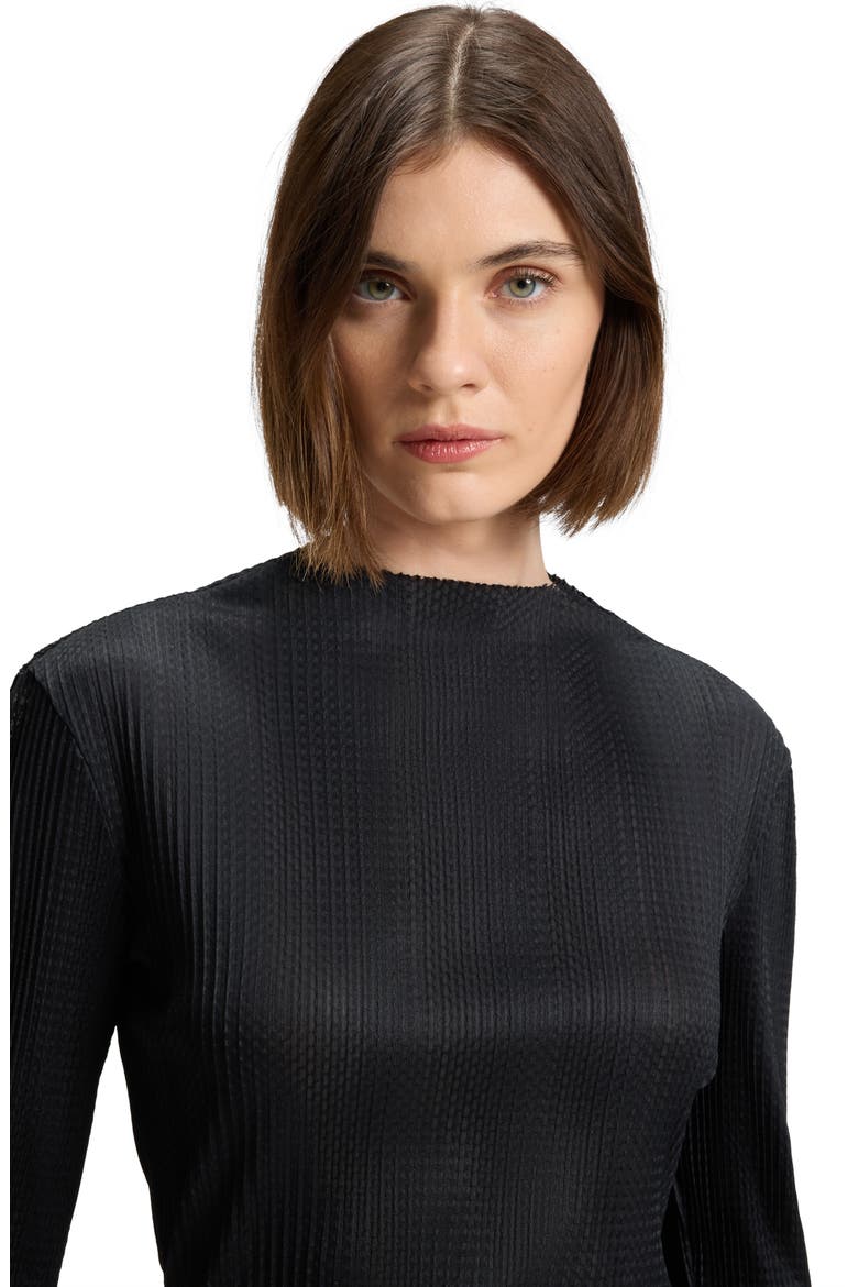 Efedera Texture Feather Cuff Top, Alternate, color, BLACK
