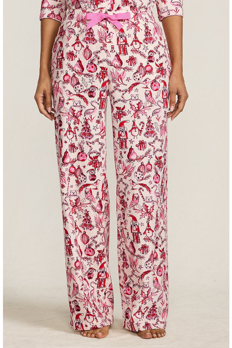 Print Flannel Pajama Pants, Main, color, Pink/Red Festive Critters