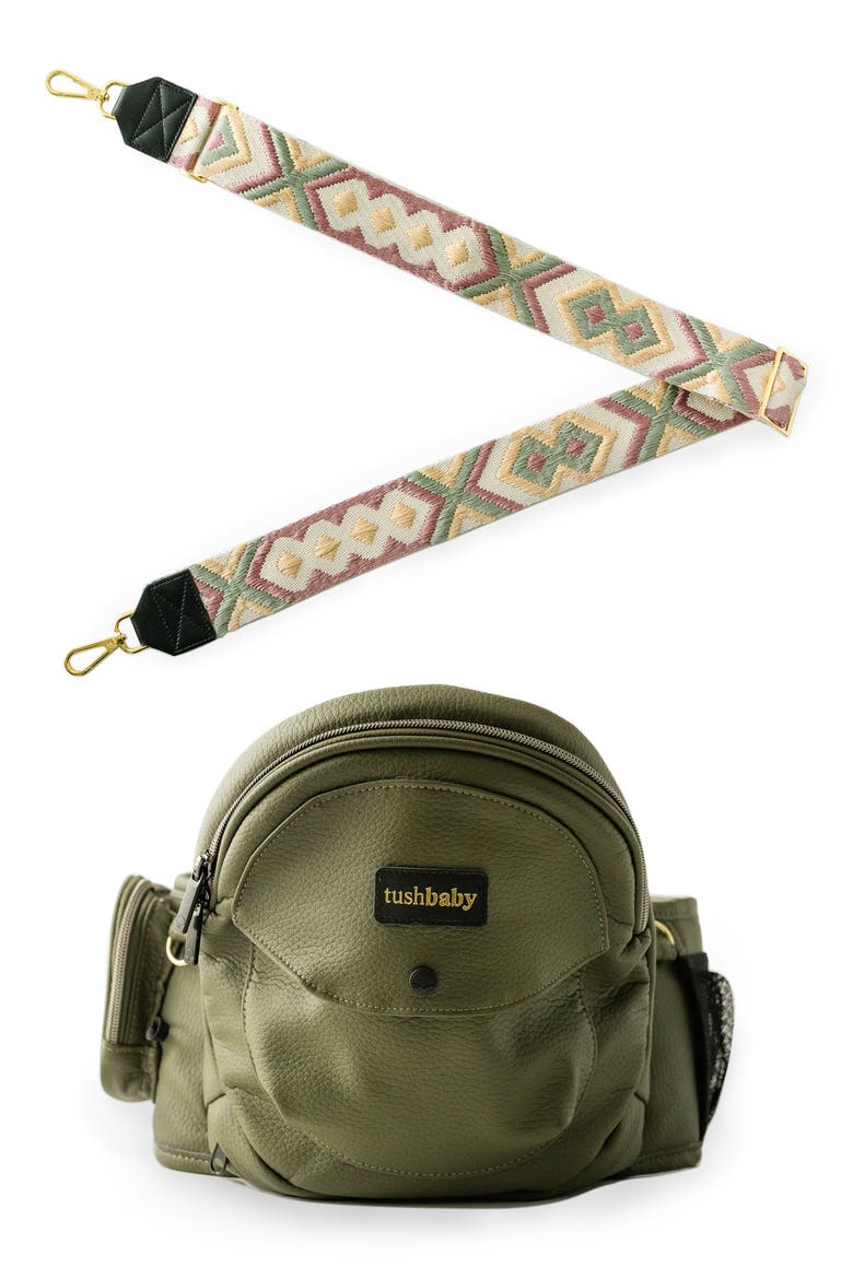 Hip Seat Carrier + Crossbody Strap Set, Main, color, OLIVE/ EMBROIDERED PINK